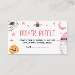 Little Boo Pink Ghost Baby Shower Diaper Raffle Enclosure Card