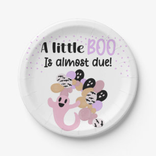 Little Boo Pink Ghost Girls Baby Shower  Paper Pla Plate