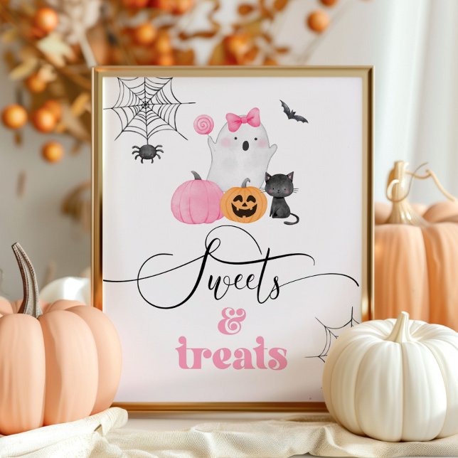 Little Boo pink ghost Halloween Sweets and treats  Poster (Creator Uploaded)