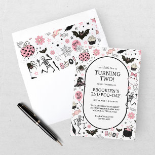 Little Boo Pink Girl Halloween Birthday Invitation