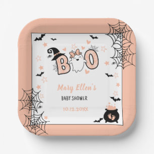 LITTLE BOO PINK HALLOWEEN BABY SHOWER PAPER PLATE