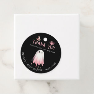 Little Boo Pink Halloween Ghost Baby Shower Favour Tags