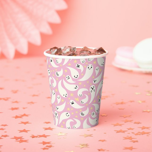 Little Boo Pink Pattern Baby Shower Paper Cups (Insitu)