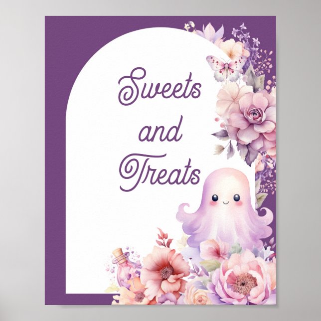 Little Boo purple Halloween Sweets and treats Poster (Front)