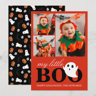 Little Boo! Spooky Cute Halloween Family Photo Holiday Card