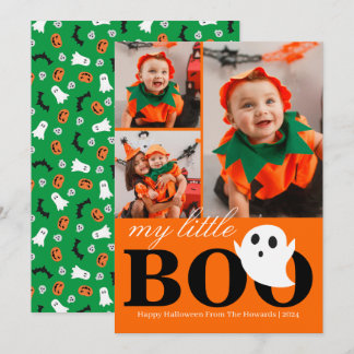 Little Boo! Spooky Cute Halloween Family Photo Holiday Card