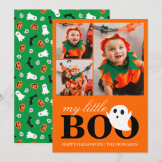 Little Boo! Spooky Cute Halloween Family Photo Holiday Card