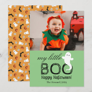 Little Boo! Spooky Cute Halloween Family Photo Holiday Card