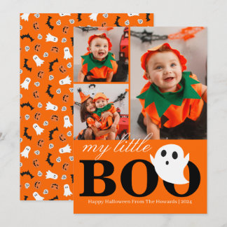 Little Boo! Spooky Cute Halloween Family Photo Holiday Card