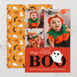 Little Boo! Spooky Cute Halloween Family Photo Holiday Card