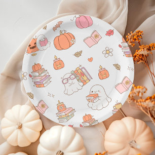 Little Boo White Whimsical Books Baby Shower Paper Plate