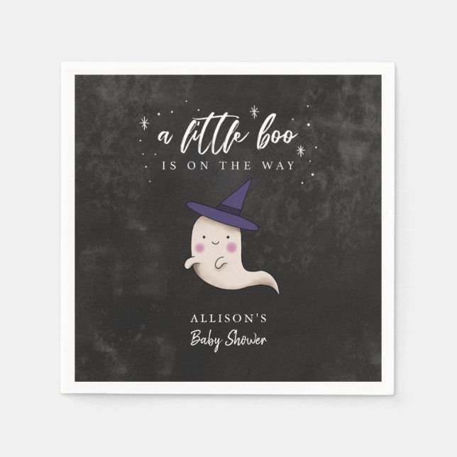 Little Boo Witch Ghost Baby Shower Napkin (Front)