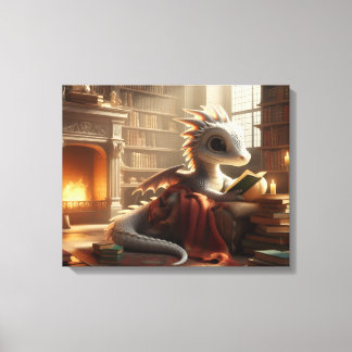 Little Bookworm Dragon Canvas Print