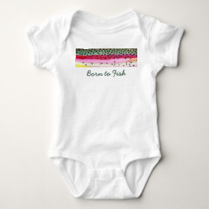 Little "Born to Fish" Rainbow Trout Fisherman Baby Bodysuit
