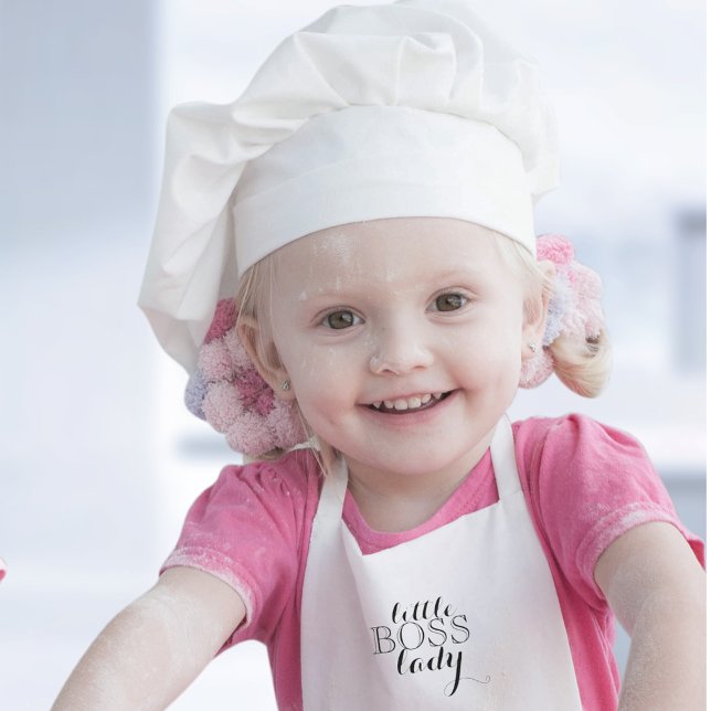 Little Boss Lady Black Script Kids Apron (Little Boss Lady Black Script Kids' Apron)
