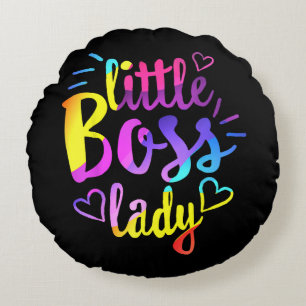 Little Boss Lady Girls Kids Daughter Baby mini bos Round Pillow