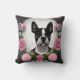 Little Boston Terrier Throw Pillow