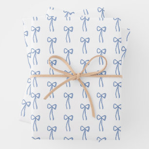 Little Bow Blue Coquette Shower Gift Wrap