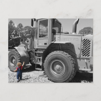 Little Boy and a Tractor Thank You Postcard