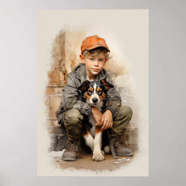 Little boy and dog poster (Front)