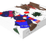 Little Boy and Reindeer Stretched Canvas Prints