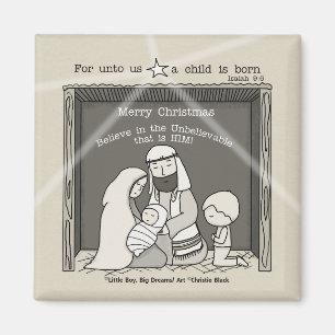 Little Boy at the Manger-Merry Christmas Magnet