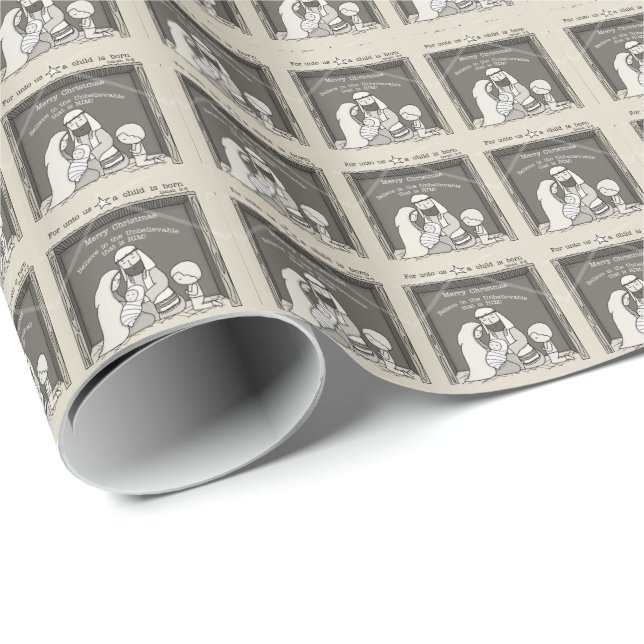 Little Boy at the Manger-Merry Christmas Wrapping Paper (Roll Corner)