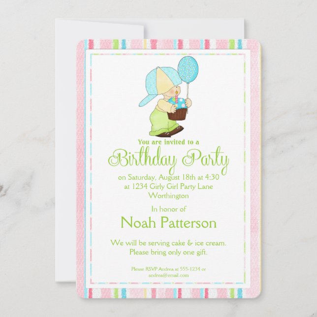 Little Boy Birthday Party Invite Country Boy d2 (Front)