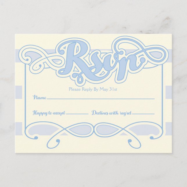 Little Boy Blue Baby Shower RSVP card (Front)