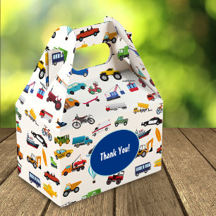 Little Boy Cars Vehicle Pattern Kid Birthday Party Favor Box