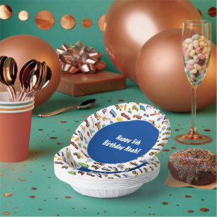 Little Boy Cars Vehicle Pattern Kid Birthday Party Paper Plate