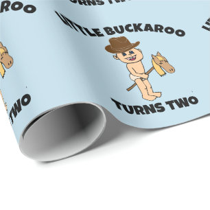 LITTLE BOY COWBOY AGE TWO BIRTHDAY WRAPPING PAPER