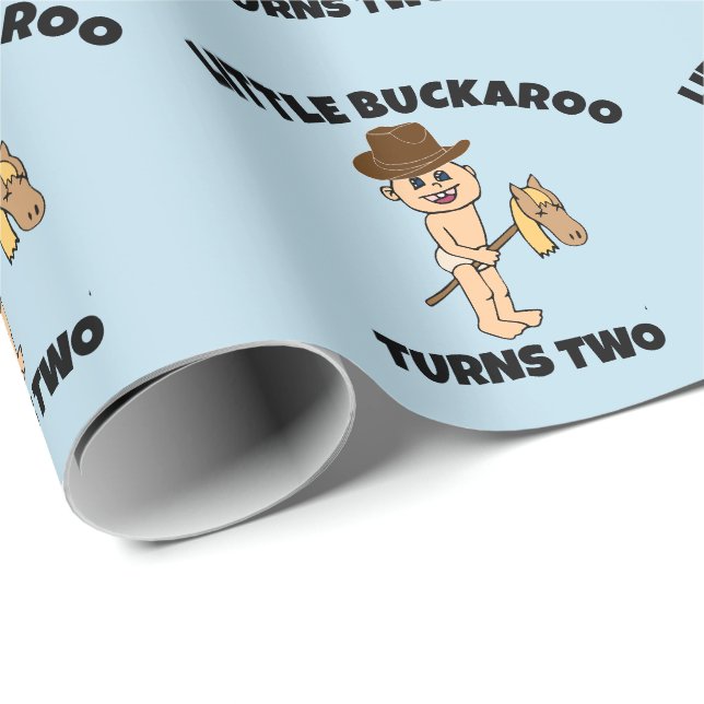 LITTLE BOY COWBOY AGE TWO BIRTHDAY WRAPPING PAPER (Roll Corner)