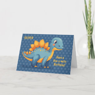 Little Boy Custom Name Birthday Dinosaur Dinomite Card