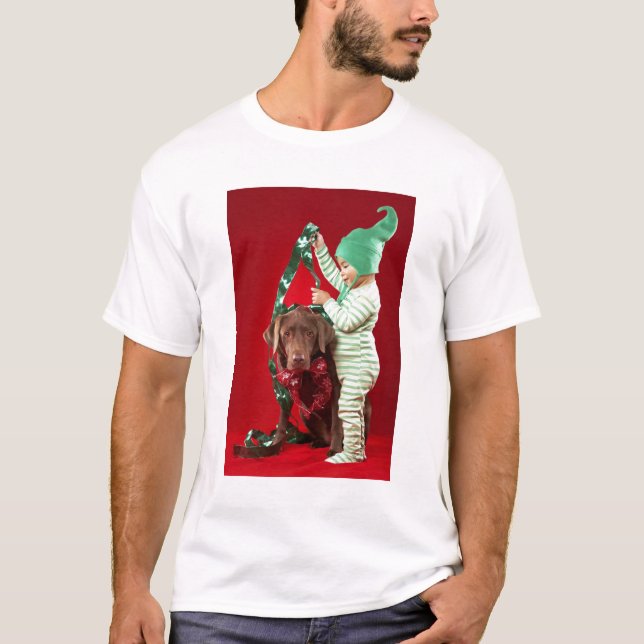 Little boy decorating a dog T-Shirt (Front)
