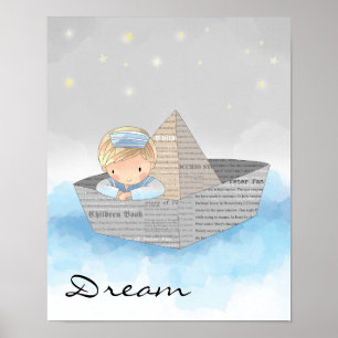 Little Boy Dreaming Poster