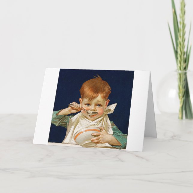 Little Boy Eating Breakfast Card (Front)
