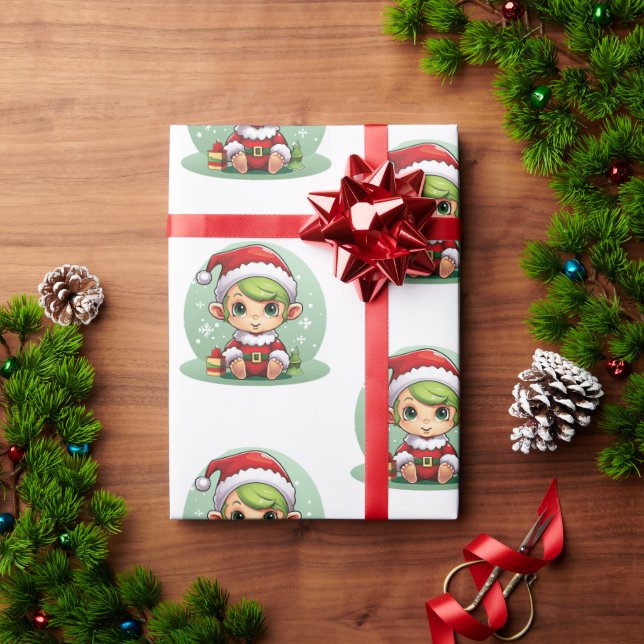 Little Boy Elf Xmas Magic Wrapping Paper (Holiday Gift)