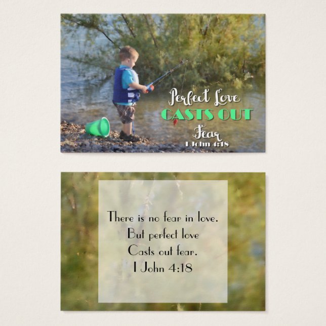 Little Boy Fishing Casting Out Fear Prayer Card (Front & Back)