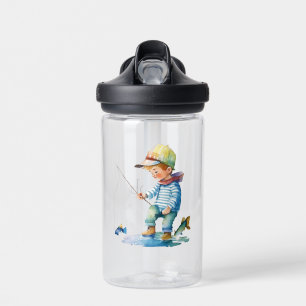 Little Boy Fishing Illustration Personalized  Water Bottle