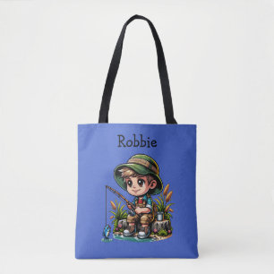 Little Boy Fishing Personalized Tote Bag