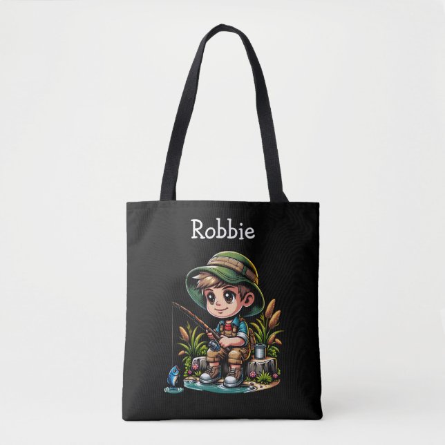 Little Boy Fishing Personalized Tote Bag (Front)