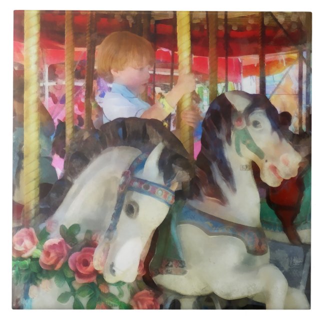 Little Boy on Carousel Tile (Front)