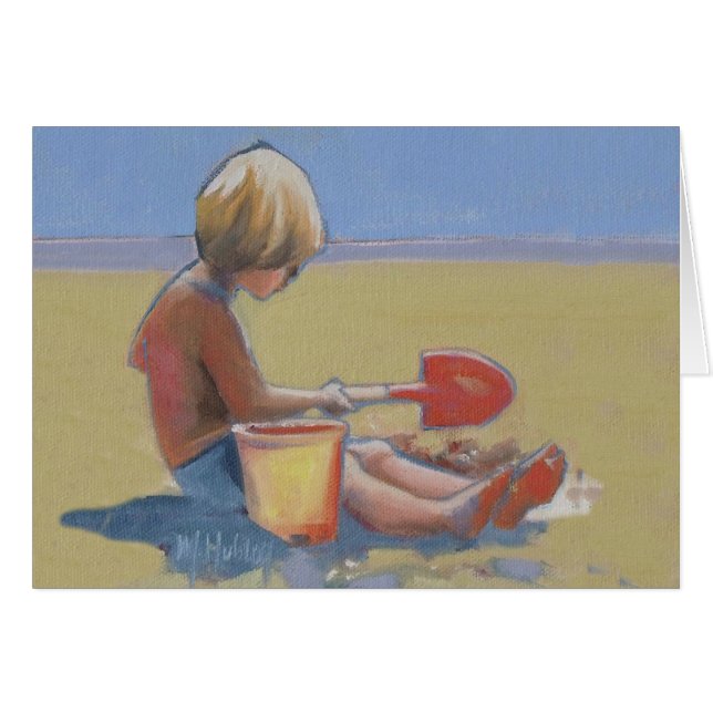 Little boy playing in the sand with a shovel (Front Horizontal)