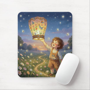 Little Boy Releasing a Chinese Lantern Mouse Pad
