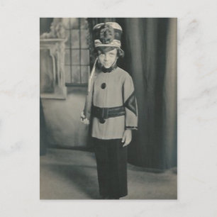 little boy soldier post card