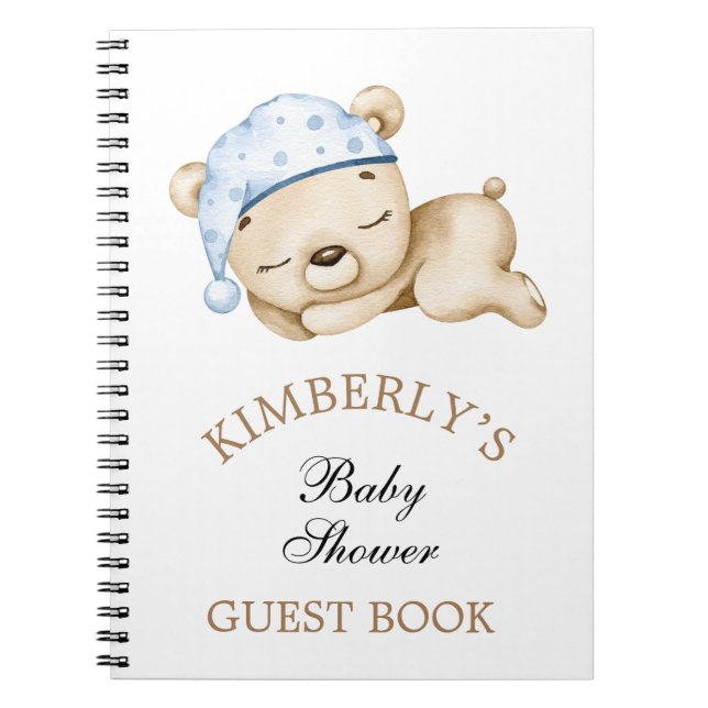  Little Boy Teddy Bear Baby Shower Personalized Notebook (Front)