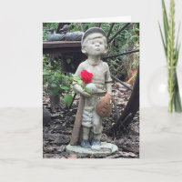 Little Boy With Baseball and Rose