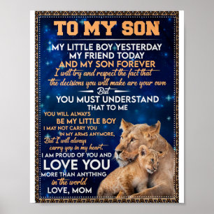 Little Boy Yesterday Friend Today-Lion Mom To Son  Poster