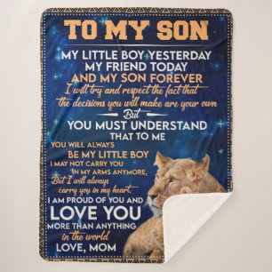 Little Boy Yesterday Friend Today-Lion Mom To Son Sherpa Blanket